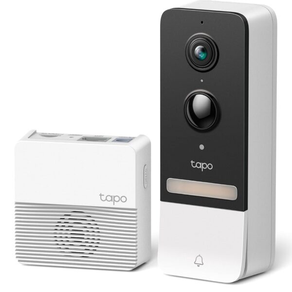 Tapo TP-Link - Cámara de timbre de video inteligente, con timbre incluido, 2K 5MP, visión nocturna en color, audio bidir
