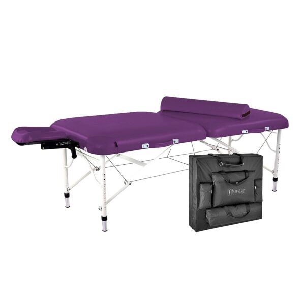 Mesa de Masaje Master Massage Calypso LX Modelo 26370 Portátil de Aluminio 30 Pulgadas Color Púrpura