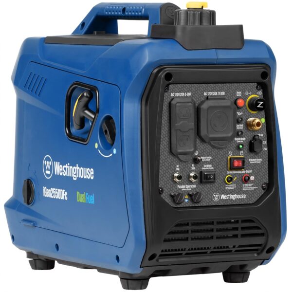 Generador Inversor Westinghouse iGen2550DFc 2550 Vatios Pico Combustible Dual Gas y Propano Azul