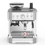 OMTech Máquina de café expreso - 15 bar, espumador de leche, molinillo, bomba italiana, tanque de 2.5 L, acero inoxidabl