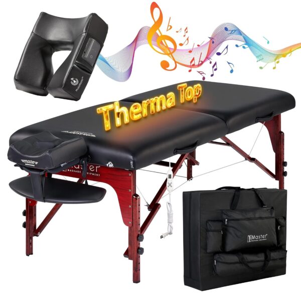 Mesa de Masaje Portátil Master Massage Montclair Pro 28610+10653 31 Pulgadas con Cojín Facial Music Master Crescent Alta