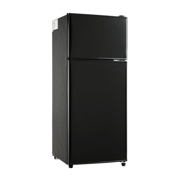 EUASOO KB FLS-80-Black - Refrigerador compacto y pequeño de 3.5 pies cúbicos con congelador, refrigerador retro con puer