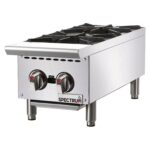Winco Placa caliente de gas natural para encimera, 2 quemadores