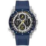 Reloj Bulova Icon 98B413 Cronógrafo Cuarzo de Alta Precisión Caja Acero Inoxidable 46.5mm Correa Azul Cristal Mineral Cu