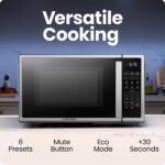 Horno de microondas de mostrador Chefman 0.9 pies cúbicos. Microondas digital de acero inoxidable de 900 vatios con 6 aj