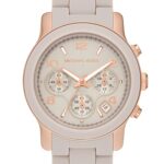 Reloj Michael Kors Runway MK7386 Cronógrafo Caja de Acero Inoxidable 38 mm Correa de Silicona Beige