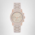 Reloj Michael Kors Runway MK7386 Cronógrafo Caja de Acero Inoxidable 38 mm Correa de Silicona Beige