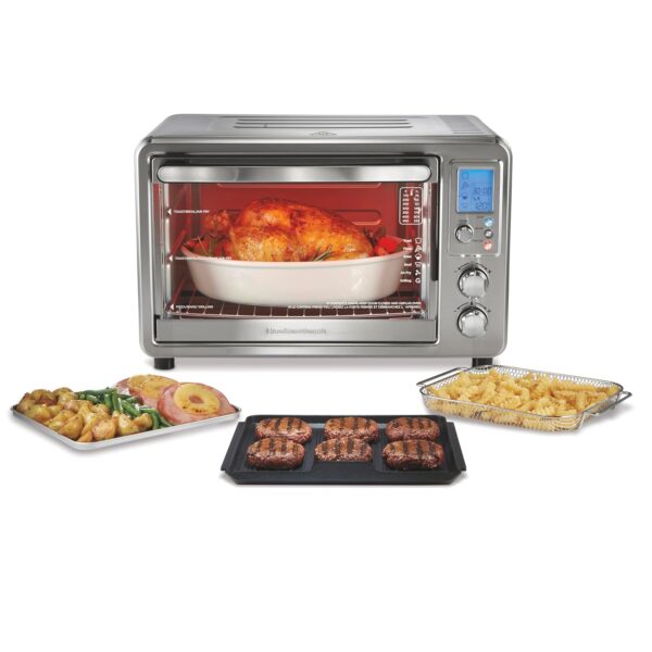 Hamilton Beach Combo de horno tostador y freidora de aire 6 en 1 Sure Crisp y parrilla eléctrica para interiores, temper