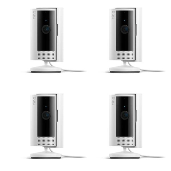Cámara para interiores Ring: Seguridad para tu casa o negocio con video HD de 1080p (4 unidades, blanco)