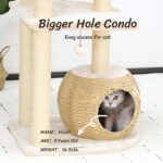 Árbol para Gatos KAMABOKO KM005 53 Pulgadas de Alto Madera con Postes Rascadores de Sisal Natural y Condominio Tejido a