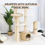 Árbol para Gatos KAMABOKO KM005 53 Pulgadas de Alto Madera con Postes Rascadores de Sisal Natural y Condominio Tejido a