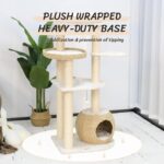 Árbol para Gatos KAMABOKO KM005 53 Pulgadas de Alto Madera con Postes Rascadores de Sisal Natural y Condominio Tejido a