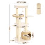 Árbol para Gatos KAMABOKO KM005 53 Pulgadas de Alto Madera con Postes Rascadores de Sisal Natural y Condominio Tejido a