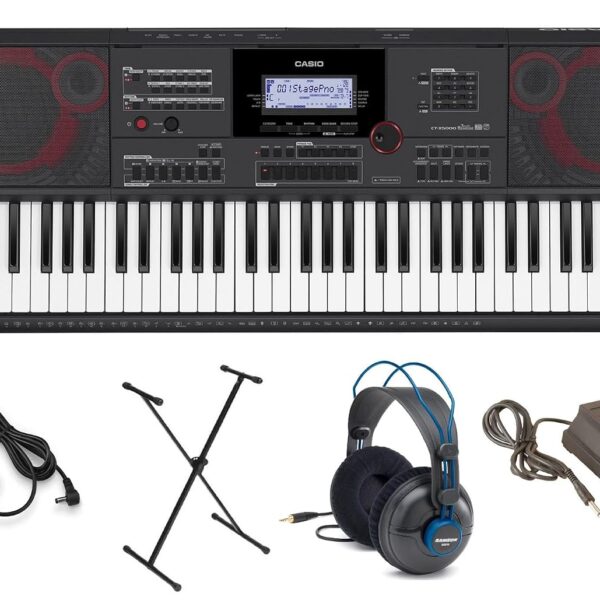Casio CT-X5000 Paquete Premium de Teclado con Soporte, Adaptador de CA y Audífonos