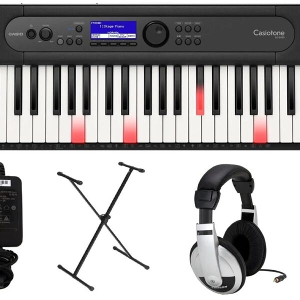 Casio LK-S450 - Paquete Premium de Teclado con Soporte, Adaptador de CA y Audifonos