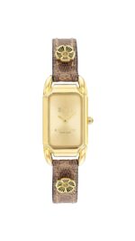 Reloj Coach Cadie Mujer Modelo 14504192 Correa de Lienzo Esfera Oro Claro Diámetro 17.5 Milímetros Resistente al Agua 30