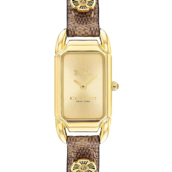 Reloj Coach Cadie Mujer Modelo 14504192 Correa de Lienzo Esfera Oro Claro Diámetro 17.5 Milímetros Resistente al Agua 30