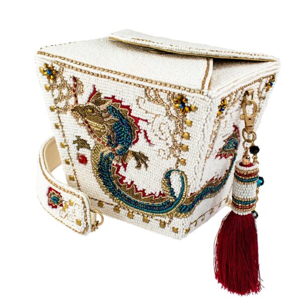 Bolso de mano Mary Frances Noble Dragon con cuentas cierre magnético multicolor 6 x 4.75 x 5 pulgadas