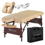 Cama de Masaje Portátil Master Massage Del Ray 30 Pulgadas Arena y Negro con Cojín MusicMaster Dream Sound Face Cradle C