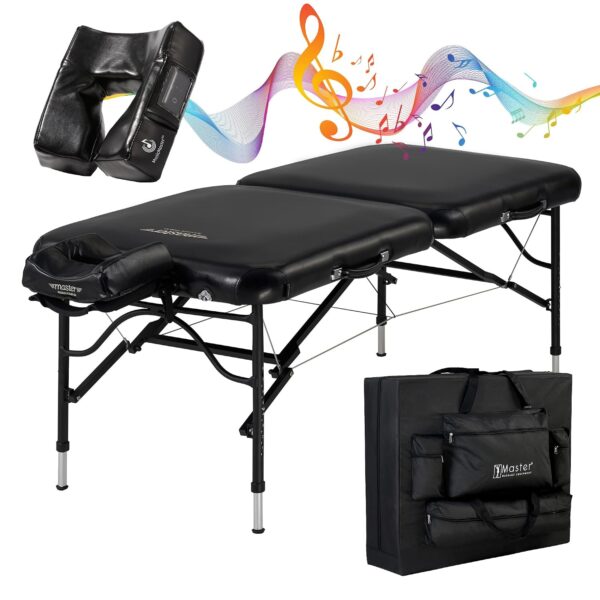 Mesa de Masaje Master Massage StratoMaster AirMassage 30 Pulgadas Negro Nano con Altavoces Estéreo y Cojín Facial MusicM
