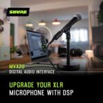 Micrófono Shure SM7B con Interfaz Shure MVX2U Conectividad XLR a USB Patrón Polar Unidireccional Color Negro