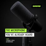 Micrófono Shure SM7B con Interfaz Shure MVX2U Conectividad XLR a USB Patrón Polar Unidireccional Color Negro