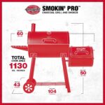 Parrilla de Carbón y Ahumador Offset Char-Griller Smokin Pro CG30044223 con Caja de Fuego Lateral 1130 Pulgadas Cuadrada