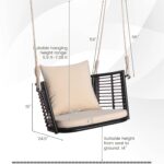 Silla Colgante de Ratán HAPPYGRILL HG2013 con Cojín de Asiento y Respaldo Marco de Metal Capacidad 400 Libras