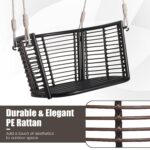 Silla Colgante de Ratán HAPPYGRILL HG2013 con Cojín de Asiento y Respaldo Marco de Metal Capacidad 400 Libras