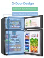NAFORT Mini refrigerador con congelador de 3.2 pies cúbicos, refrigerador congelador de 2 puertas con puerta reversible,