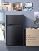 NAFORT Mini refrigerador con congelador de 3.2 pies cúbicos, refrigerador congelador de 2 puertas con puerta reversible,