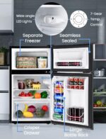 NAFORT Mini refrigerador con congelador de 3.2 pies cúbicos, refrigerador congelador de 2 puertas con puerta reversible,