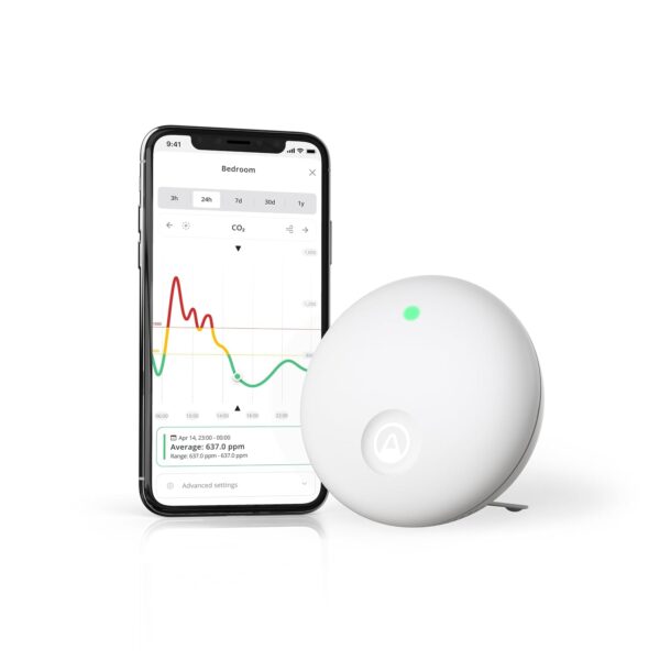 Airthings 322 Wave Enhance – Monitor de calidad del aire interior para CO2, VOC, humedad, temperatura, presión más senso