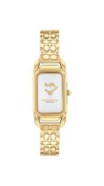 Reloj COACH Cadie Modelo 14504196 para Mujer Dorado Estilo Art Deco Esfera Blanca Plateada Resistente al Agua 30 Metros
