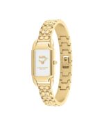 Reloj COACH Cadie Modelo 14504196 para Mujer Dorado Estilo Art Deco Esfera Blanca Plateada Resistente al Agua 30 Metros