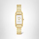 Reloj COACH Cadie Modelo 14504196 para Mujer Dorado Estilo Art Deco Esfera Blanca Plateada Resistente al Agua 30 Metros