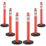ERGOMASTER Paquete de 6 conos de tráfico con base, conos de seguridad para estacionamiento, barrera de poste de estacion