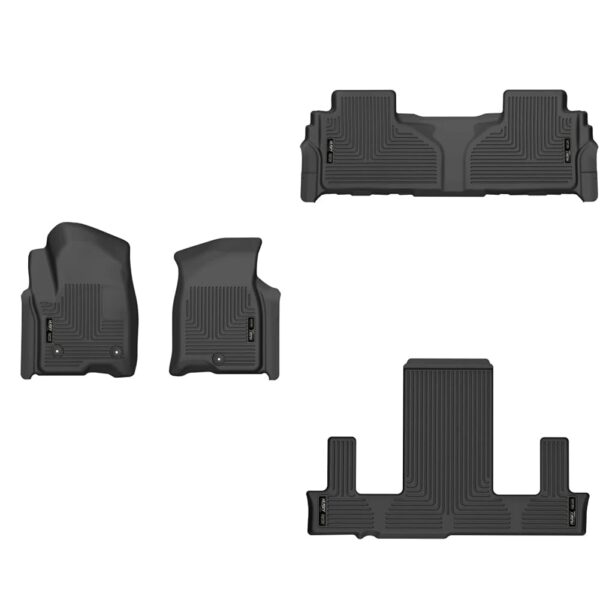 Tapetes Husky Liners X-ACT Contour Fila Delantera y Segunda Cadillac Escalade 2021-2023 Chevrolet Tahoe GMC Yukon Negro
