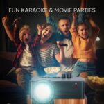 Máquina de Karaoke MASINGO Illuminato Q4 Proyector 1080p WiFi Altavoz y 2 Micrófonos Inalámbricos Color Madera