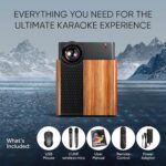 Máquina de Karaoke MASINGO Illuminato Q4 Proyector 1080p WiFi Altavoz y 2 Micrófonos Inalámbricos Color Madera