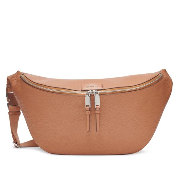 Bolso Organizador Calvin Klein H4AIDGT4-CAR Caramelo Cuero Vegano Hampton Pebble Cierre de Cremallera