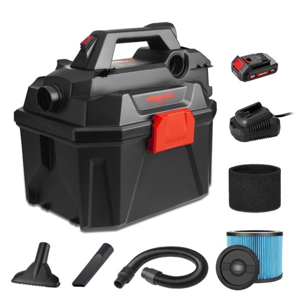 Shop-Vac 5430023 - Aspiradora inalámbrica para húmedo/seco de 20 V, 2 galones, 1.5 pulgadas de diámetro x 5 pies, diseño