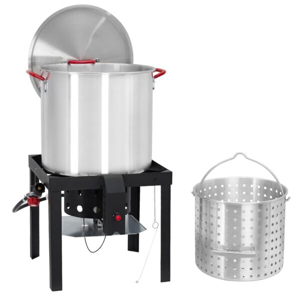 Olla para Hervir Mariscos ACONEE 60 Qt Freidora de Pavo Aluminio con Quemador de 110000 BTU Regulador 10 PSI