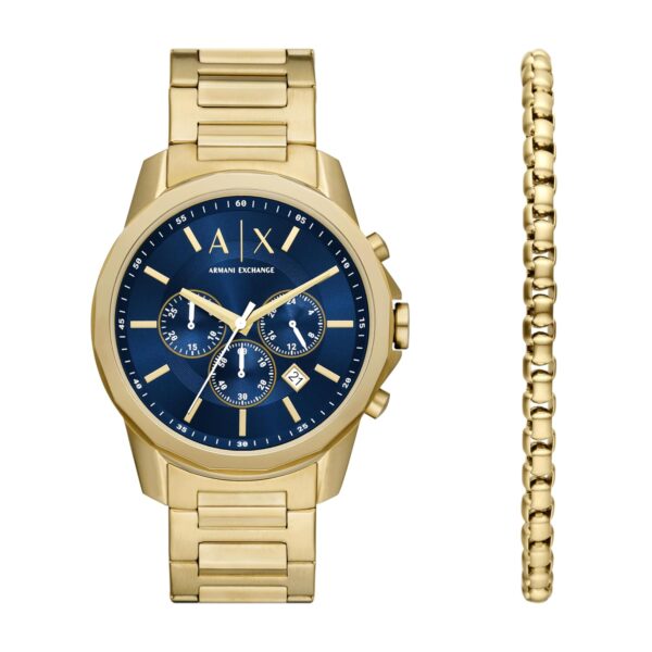 Reloj Cronógrafo AX Armani Exchange AX7151SET Acero Inoxidable Dorado Esfera Azul 44 mm