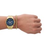 Reloj Cronógrafo AX Armani Exchange AX7151SET Acero Inoxidable Dorado Esfera Azul 44 mm