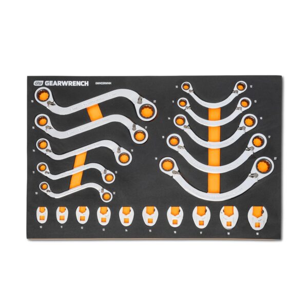 GEARWRENCH Juego de llaves SAE de trinquete especiales de 19 piezas en bandeja de almacenamiento de espuma - GWMSSRWSAE