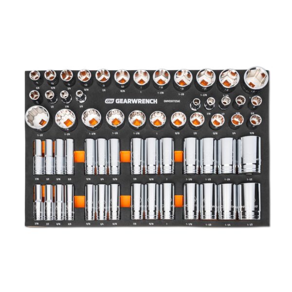 GEARWRENCH Juego de 60 piezas de llaves de vaso Drive Master SAE de 1/2" en bandeja de almacenamiento de espuma - GWMSSK