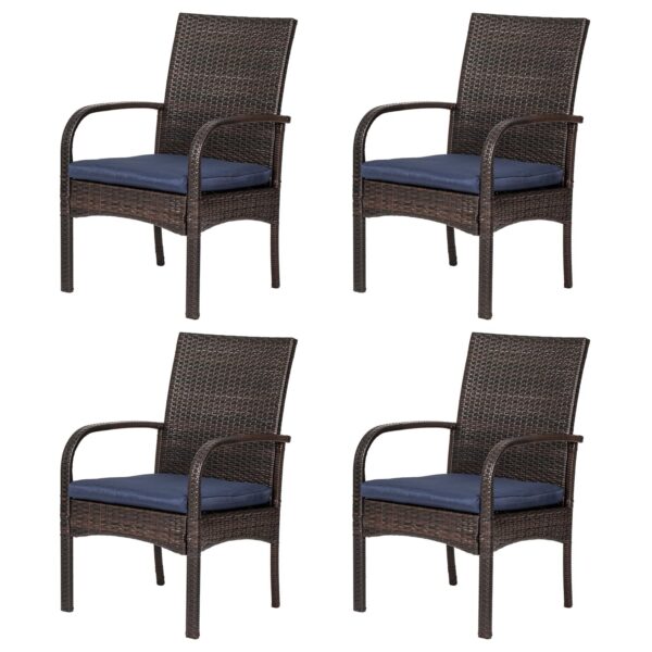 Juego de 4 Sillas de Comedor de Mimbre SAILARY VS01RT001-4PK Marrón con Cojín Capacidad 350 Libras