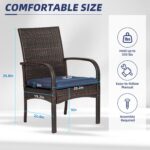 Juego de 4 Sillas de Comedor de Mimbre SAILARY VS01RT001-4PK Marrón con Cojín Capacidad 350 Libras