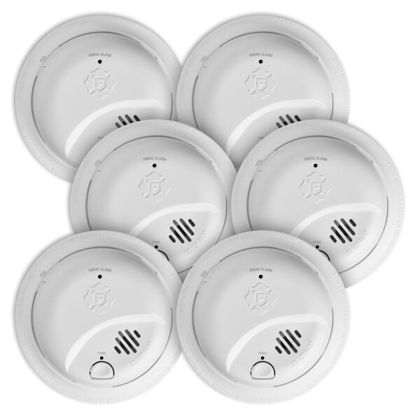 First Alert SMI100-AC, alarma de humo de interconexión de cable duro con batería de respaldo, paquete de 6